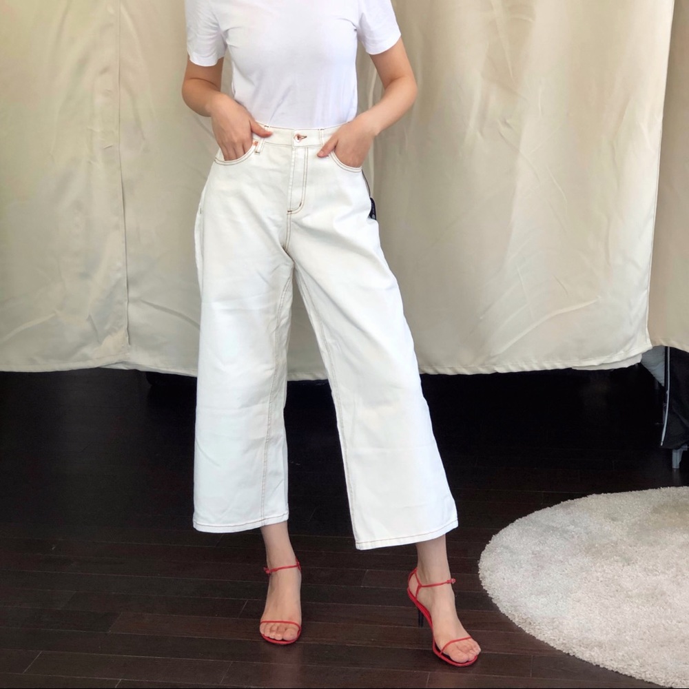High Rise Wide Leg White Jeans
